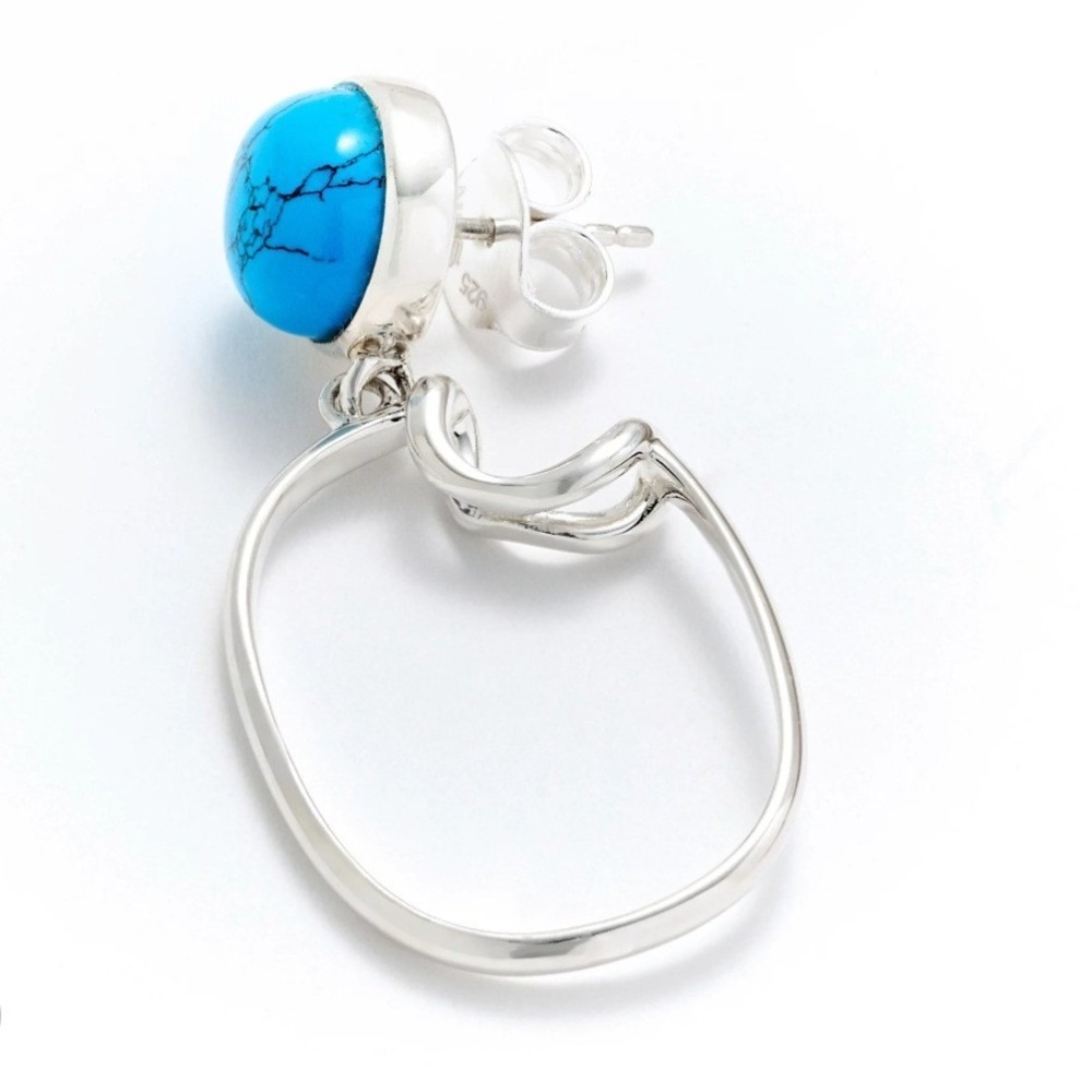 Sophie Blake NY Rumor Sterling Silver Simulated Turquoise Oval Drop Earrings NEW